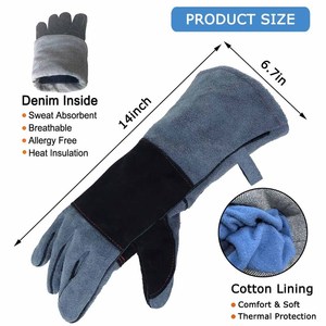 Gants de soudure en cuir de vachette renforcé, résistants à la chaleur et aux étincelles, ignifuges pour la lutte contre les incendies, la construction et le barbecue - Product Image 6