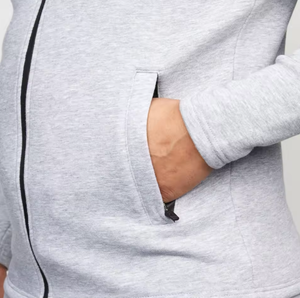 Conjunto Deportivo de Hombre con Sudadera con Cremallera Gris – Conjunto de Sudadera y Pantalones Deportivos Lisos con Logotipo Personalizado, Ropa Deportiva Informal de Dos Piezas - Product Image 3