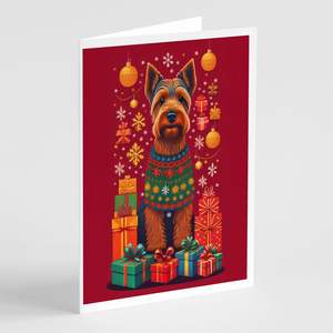 Cartes de voeux de Noël de vacances de Terrier gallois lunatique paquet de 8 A7 taille 5x7 cartes de note vierges avec enveloppes - Product Image 1