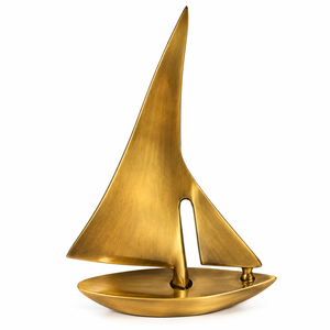 Elegante Escultura de Velero de Latón, Figura Náutica de Metal Dorado Hecha a Mano, Decoración de Lujo para Mesa, Adorno Costero para Hogar u Oficina - Product Image 5