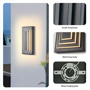 2 Pack-3-Tier 15.7 LED Outdoor Wall <b>Sconce</b> Modern Black Finish Waterproof Exterior Wall Fixture for Garage <b>Lighting</b> - Product Image 6