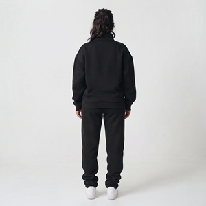 Conjunto de chándal de invierno para mujer con cremallera completa, chaqueta de forro polar con cuello alto y pantalones de chándal de algodón de 500 GSM, estilo oversize - Product Image 2