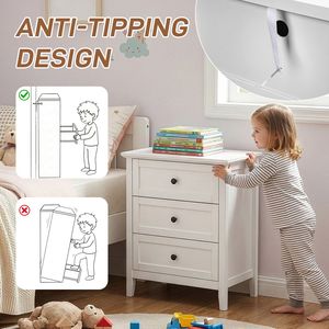 <b>White</b> Embossed SG014FD P2 MDF + Particleboard Melamine Veneer Framed 60*40*70cm Three Drawer <b>Bedside</b> Table 1 Bedroom Furniture - Product Image 2