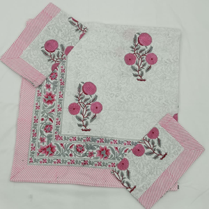 Pigment <b>Block</b> Printed Floral 100% Cotton 200TC 3-Piece Flat <b>Bed</b> Sheet Set Durable Skin-Friendly Non-Toxic All Season Sustainable - Product Image 3