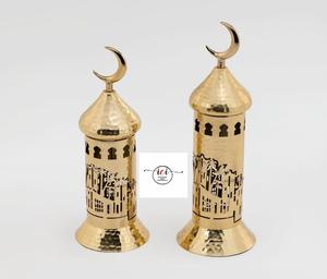 Farol de Ramadán con Marco de Hierro, Portavelas de Metal con Paneles de Vidrio, Farol de Metal para Decoración del Hogar y Bodas - Product Image 3