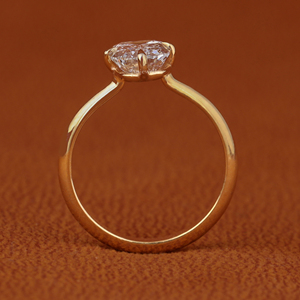 Bague de fiançailles solitaire ovale 3 carats en diamant de laboratoire sur mesure, monture closée en or massif 14K, certifiée IGI, tendance - Product Image 4