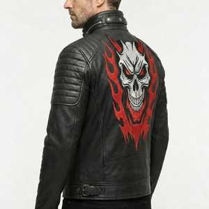 Chaqueta de Cuero para Hombre de Diseño Moderno Juvenil Estilo Americano, Chaqueta de Cuero de Lujo de Alta Calidad con Diseño Personalizado y Bordado a Medida - Product Image 3