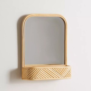 New Designer Luxury Bathroom <b>Mirror</b> Bathroom Wall Mounted Hanging Rattan <b>Mirrors</b> with <b>Storage</b> Shelf - Product Image 2