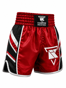 Superior Quality Boxing Shorts <b>Men</b> Red Black White Logo Front Quick Dry Polyester Fight <b>Trunks</b> Boxing Shorts With OEM - Product Image 4