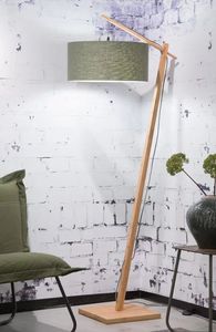 Bamboo Floor <b>Lamp</b> <b>Drum</b> <b>Shade</b> Wooden Angle Pole Floor Standing Light for Living Room Bedroom - Product Image 6