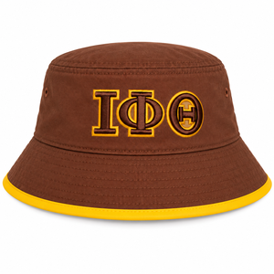 Sombrero de Pescador iota-phi-theta para Hombre, Color Marrón Dorado, Bordado con Letras Griegas, Sombrero Boonie de Fraternidad, Ala Ancha, Protección Solar para Exteriores - Product Image 3