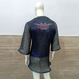 Camisa de Cota de Armadura Medieval con Ribete de Cuero, Anillos de Acero Plano Remachados, Hauberk de Caballero, Armadura Hecha a Mano para Recreación Histórica - Product Image 5