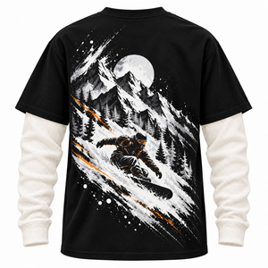 T-shirt en coton à manches longues pour homme, coupe oversize, style streetwear snowboarder, en tissu éponge, anti-plis, séchage rapide, OEM ODM, mode décontractée - Product Image 2