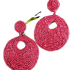 Pendientes Redondos de Diseño con Bordado Artesanal para Mujer, Joyería Festiva para Fiestas al Mejor Precio, Pendientes con Cuentas - Product Image 1