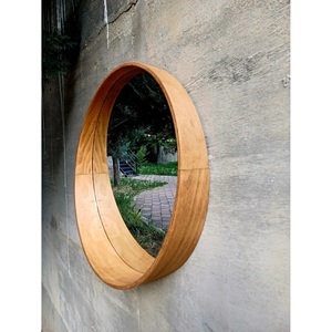 KSN Brand Mid Century Real <b>Wooden</b> Framed Wall Mirror Natural <b>Circle</b> with Elegant <b>Wooden</b> Design Made in India - Product Image 2