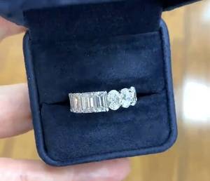 <b>Emerald</b> & Oval Cut Moissanite Full Eternity Band <b>Ring</b> Original 925 <b>Silver</b> Fine Jewelry Gift for Wedding Birthday Parties Lovers - Product Image 1