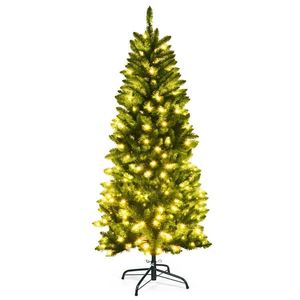 Albero di Natale Artificiale a Forma di Matita in PVC con Cerniere, Pre-Illuminato con 150 Luci, Decorazioni Natalizie da 5/6/7 Piedi - Product Image 2