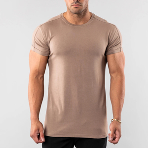Camisetas de gimnasio de punto ajustadas para hombre al por mayor OEM, 100% algodón, transpirables, ecológicas, con cuello redondo y dobladillo regular para fitness muscular. - Product Image 2
