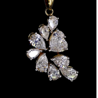 Collar con Colgante de Diamantes Cultivados en Laboratorio con Forma de Racimo Floral, con Piedras en Forma de Pera y Redondas, Chapado en Oro de 18K y Rodio, para Uso Diario y Regalos
