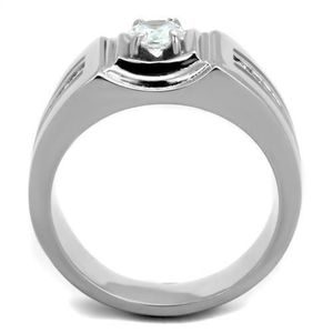 TK1814-High Polished Stainless Steel <b>Ring</b> with AAA Grade CZ Clear-Dishes & <b>Plates</b> - Product Image 3
