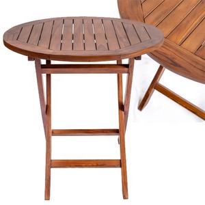 Mesa de centro plegable de madera de teca, mesa redonda plegable de madera para exteriores, muebles de jardín y Patio con acabado al óleo 2 - Product Image 3
