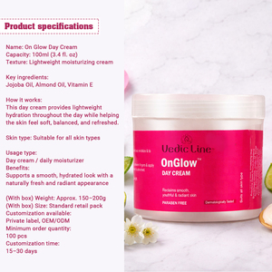 Crème de jour Vedic Line OnGlow pour tous types de peaux, formule légère et non grasse, disponible au meilleur prix de gros - Product Image 4