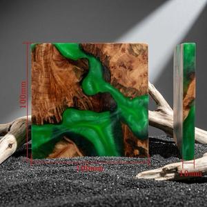 Posavasos Cuadrado de Resina y Madera Hecho a Mano, Diseño Artístico Moderno en Verde, 350 mm de Diámetro, 5 mm de Grosor, MN EXPORTS MNE-892 para Decoración de Mesa - Product Image 3