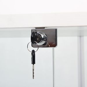 Vetrina a Due Ante in Vetro con 3 Ripiani 125x80 cm, Libreria Espositiva da Terra per Soggiorno, Camera da Letto o Ufficio - Product Image 1