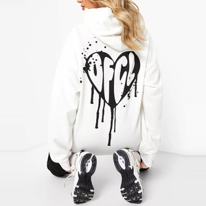 Sudadera con capucha para mujer con estampado de auriculares coloridos, informal, holgada, de punto de algodón, para otoño - Product Image 5