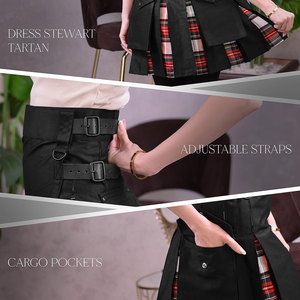 Women's Scottish Hybrid Kilt Dress Stewart Tartan Clan Pleated Cargo <b>Pocket</b> Kilts Wholesale Manufacturer - Product Image 5