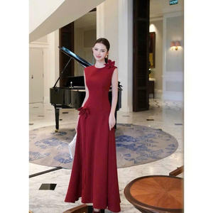 Robe longue en soie pour femme ODM, manches courtes, unie, élégante, confortable, décontractée, formelle, origine Vietnam - Product Image 1