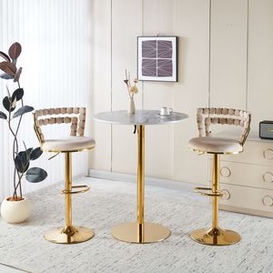 Sgabelli da Bar Moderni (Set di 2) con Gambe in Tubo di Ferro Dorato, Cuscini Morbidi e Schienale Confortevole per Sala da Pranzo - Product Image 2