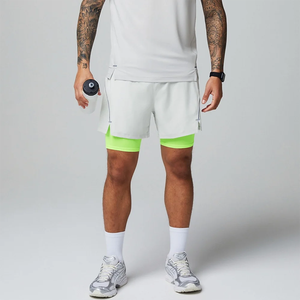 Customized High Elastic Split Hem Two-in-one Oxford Fabric Breathable Quick Dry Eco-Friendly Men's Sports Shorts - Product Image 1