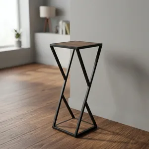 Minimalist Wooden <b>Planter</b> Stand With Metal Frame <b>Rectangle</b> Design For Living Room Indoor Furniture Decoration Durable - Product Image 4