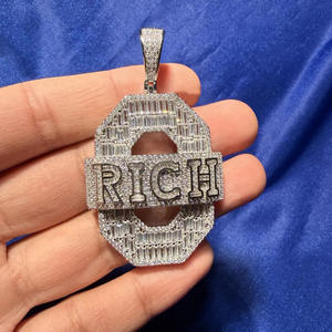 Collier pendentif en argent sterling 925 plaqué or personnalisé, style hip-hop, avec diamants moissanite, bijoux de rappeur glacés, cadeau - Product Image 1