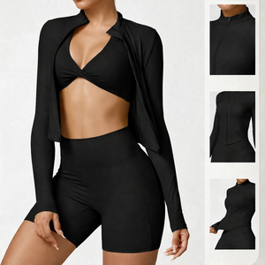 Fabricant de vêtements de sport personnalisés pour femmes, vente en gros de tenues de yoga et de fitness, ensemble soutien-gorge de sport et veste, et ensembles de yoga taille haute pour femmes - Product Image 3
