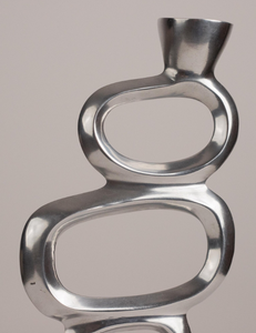 Nordic Abstract Hollow Oval <b>Candlestick</b> Holder Set Contemporary <b>Silver</b> Metal Taper Candle Stands for Modern Tabletop & Living - Product Image 5