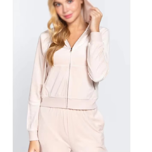 Ensemble de survêtement unisexe deux pièces en velours à manches longues avec fermeture éclair, épais, couleur unie, respirant, en polyester/nylon, design unique, pour l'automne - Product Image 3