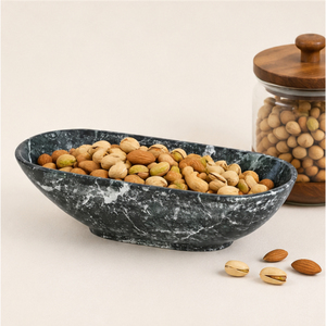 Bol en marbre noir de qualité supérieure, bol décoratif en pierre naturelle en forme de bateau pour centre de table de salon de luxe, décoration intérieure - Product Image 4