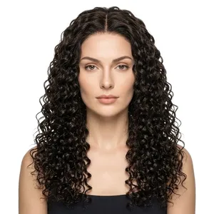 100% Remy Weft <b>Brown</b> Black <b>Curly</b> Hair Natural Wave Texture Human Hair Weft Soft Full Volume - Product Image 2
