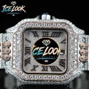 นาฬิกาข้อมือกลไก Ice Look ขนาด 40 มม. หน้าปัดทรงเหลี่ยม สายขนาด 20 มม. ทำจากสแตนเลสสตีล ดีไซน์หรูหรา พร้อมเข็มบอกเวลา - Product Image 5