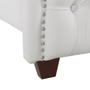 Set Letto Imbottito Marcella King-Size con Testiera in Poliestere Bianco Brillante, Letti Imbottiti Eleganti - Product Image 3