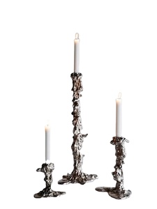Lot de 3 bougeoirs faits à la main en métal doré Style royal de luxe Ins Design Cylindrique unique Décoration de Noël Autres bougies - Product Image 2