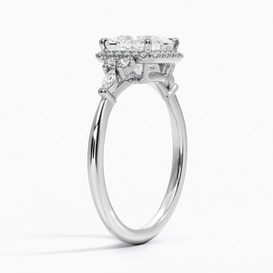Bague BOJ 056 en argent 925, coupe princesse, avec halo de diamants Nadia, 2 carats, couleur D, VVS1, moissanite certifiée GRA, prix bas, bague de mariage - Product Image 2