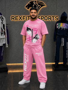 Conjunto de Pantalones Deportivos y Camiseta Gráfica Oversize para Hombre, Chándal Personalizado de Estilo Urbano, Ajuste Regular Informal, Ropa Deportiva de Dos Piezas 100% - Product Image 5
