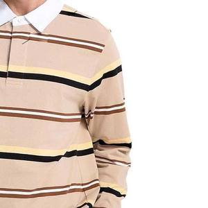 Camisa Clásica de Punto con Logotipo Bordado Personalizado, Polo de Rugby de Manga Larga, Polos de Rugby de Poliéster de Alta Calidad con Diseño a Rayas - Product Image 5