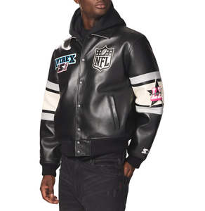 Avirex Custom Men's Vintage Genuine Leather Bomber <b>Jacket</b> Embroidered Patch Racing Varsity <b>Jacket</b> OEM ODM Wholesale Manufacturer - Product Image 5