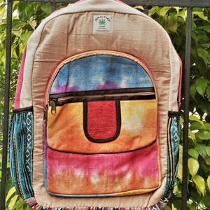 Sac à dos en chanvre avec poignée détachable Fermeture à cordes Motif de caractères - Product Image 1