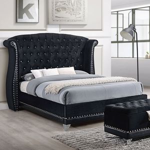 Cama Tamsin Black Eastern King con Cabecera Tapizada - Product Image 1