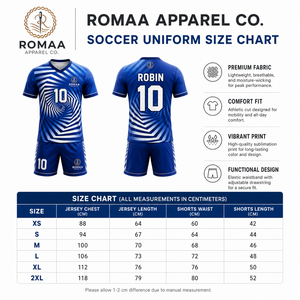 Ensemble Maillot et Short de Football Personnalisé Bleu Royal et Blanc avec Nom et Numéro, Motif Spirale Sublimé, Tenue d'Équipe OEM Usine Pro - Product Image 6